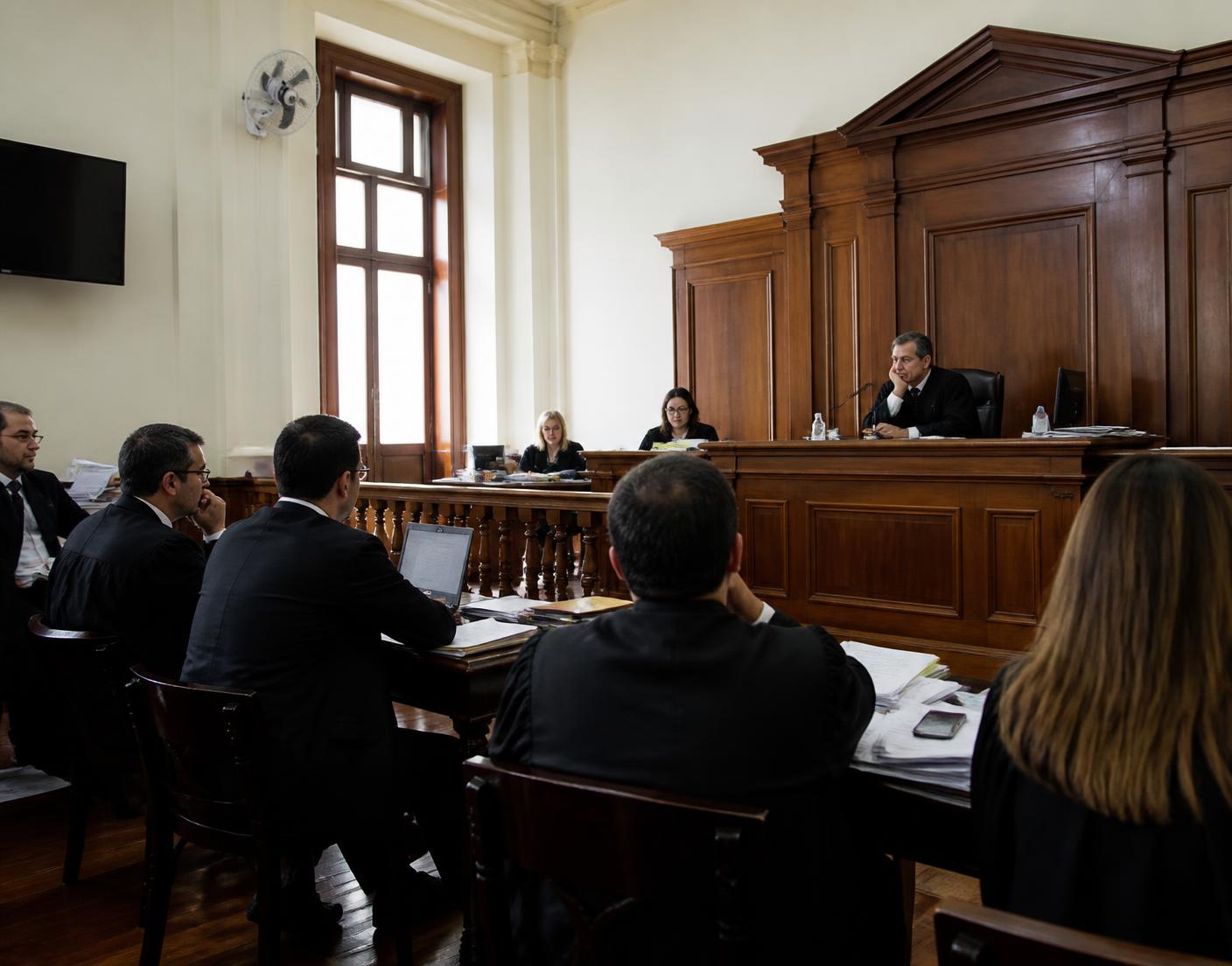 Audiência em tribunal brasileiro